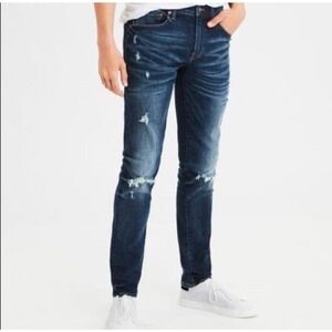 American Eagle Sz 28 Jeans Ne(X)T Level Flex Original Taper‎ Distressed Men Blue